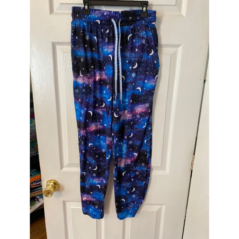 Briefly Stated Celestial Galaxy Star Moon Pajama Pants Blue Purple Small 4/6